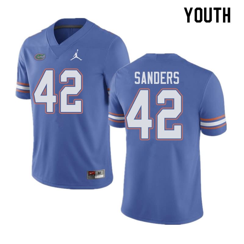 Youth NCAA Florida Gators Umstead Sanders #42 Stitched Authentic Jordan Brand Blue College Football Jersey CZV6065MG